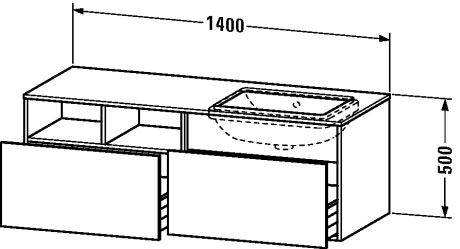 وحدة موبيليا معلقه لحوض تحت سطح أفقي مشترك, DS6885 L/R