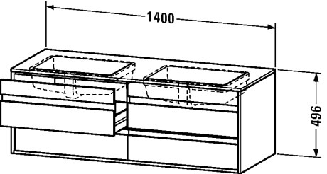 وحدة موبيليا معلقه لحوض تحت سطح أفقي مشترك, KT6858 B