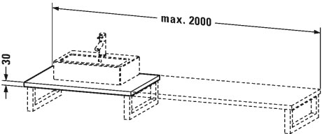 كونسول لحوض فوق سطح أفقي وحوض كونتر توب, LC096C