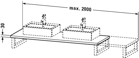 كونسول لحوض فوق سطح أفقي وحوض كونتر توب, LC097C