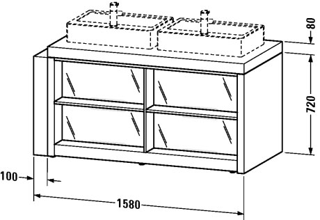 وحدة حوض مثبتة على الارض بالاضاءة, 2F6427 L/R