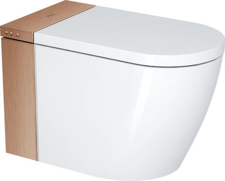 Integrated shower toilet, 620000022500320 Flush water quantity: 4,4/3,1 l, Flushing rim: Rimless, HygieneGlaze, White, Rosé gold, Seat material type: Thermoplastic, Lid material type: Thermoplastic, Adjustable shower jet position level: 5 Steps, Controllable spray jet intensity steps: 3 Steps, Remote control, App, Number of programmable user profiles: 2, Odour extraction, Operation type: Remote control, App, Number of programmable user profiles: 2, Odour extraction, Energy saving mode: Adjustable, Rated voltage: 220 - 240 V, Frequency: 50 Hz