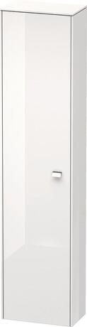 Tall cabinet, BR1320L1022 Hinge position: Left, White High Gloss, Decor, Handle Chrome