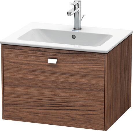 Vanity unit wall-mounted, BR400101021 Walnut dark Matt, Decor, Handle Chrome