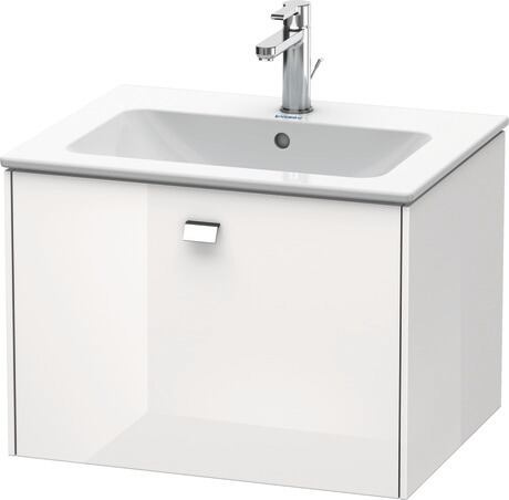 Vanity unit wall-mounted, BR400101022 White High Gloss, Decor, Handle Chrome