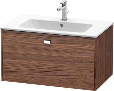 Vanity unit wall-mounted, BR400201021 Walnut dark Matt, Decor, Handle Chrome