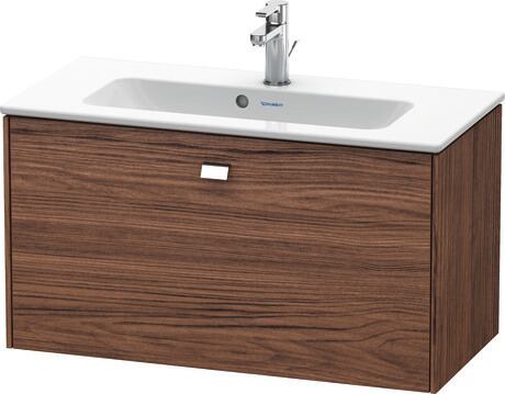 Vanity unit wall-mounted, BR401101021 Walnut dark Matt, Decor, Handle Chrome