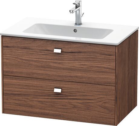 Vanity unit wall-mounted, BR410201021 Walnut dark Matt, Decor, Handle Chrome