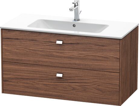 Vanity unit wall-mounted, BR410301021 Walnut dark Matt, Decor, Handle Chrome