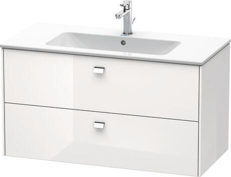 Vanity unit wall-mounted, BR410301022 White High Gloss, Decor, Handle Chrome