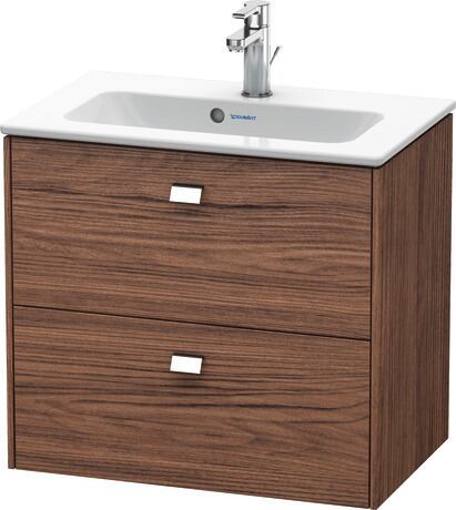 Vanity unit wall-mounted, BR411001021 Walnut dark Matt, Decor, Handle Chrome