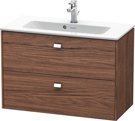 Vanity unit wall-mounted, BR411101021 Walnut dark Matt, Decor, Handle Chrome