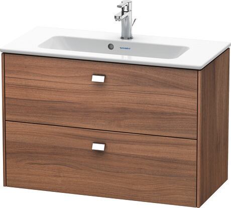 Vanity unit wall-mounted, BR411101079 Walnut Matt, Decor, Handle Chrome