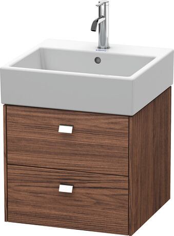 Vanity unit wall-mounted, BR415201021 Walnut dark Matt, Decor, Handle Chrome