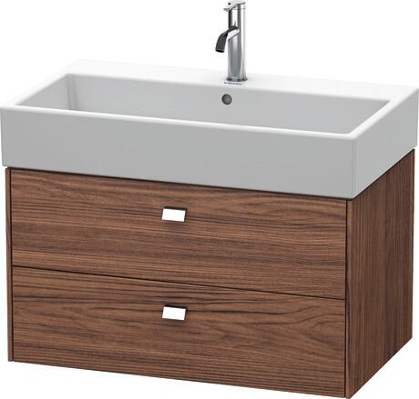 Vanity unit wall-mounted, BR415501021 Walnut dark Matt, Decor, Handle Chrome