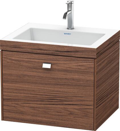 c-bonded set wall-mounted, BR4600O1021 Walnut dark Matt, Decor, Handle Chrome