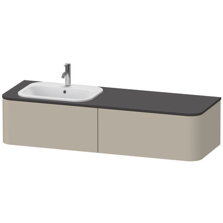 挂壁式浴柜台面, HP4954L60600010 抽屉个数: 2, 灰褐色 哑光缎面 清漆, 内部照明: 一体式