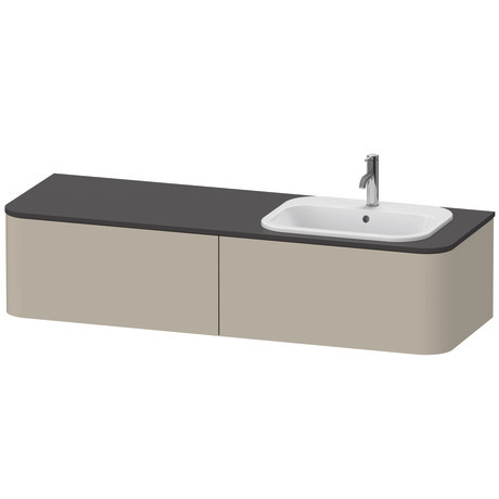 挂壁式浴柜台面, HP4954R60600010 抽屉个数: 2, 灰褐色 哑光缎面 清漆, 内部照明: 一体式