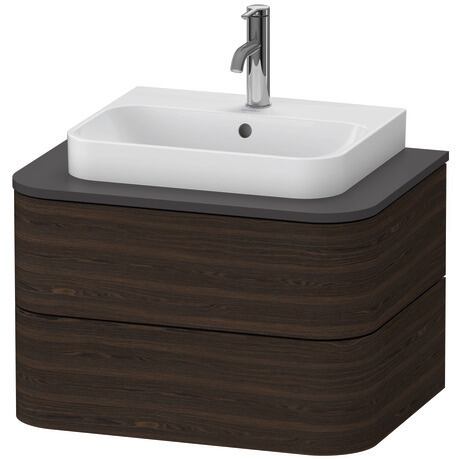 Console vanity unit wall-mounted, HP496006969 Brushed walnut Matt, Real wood veneer