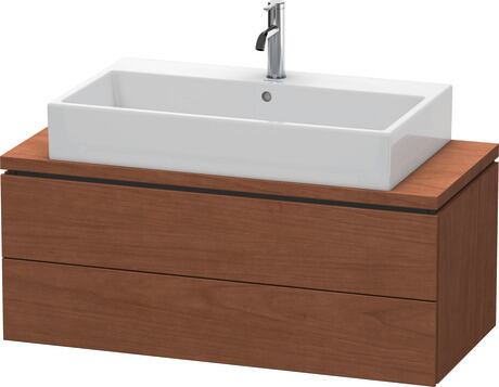 Console vanity unit wall-mounted, LC580901313 American walnut Matt, Real wood veneer