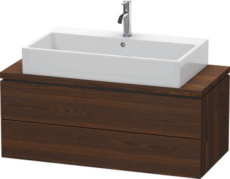 Console vanity unit wall-mounted, LC580906969 Brushed walnut Matt, Real wood veneer