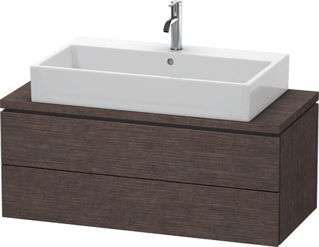 Console vanity unit wall-mounted, LC580907272 Brushed dark oak Matt, Real wood veneer