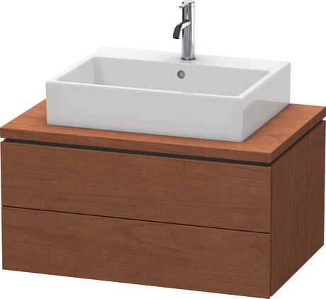 Console vanity unit wall-mounted, LC581701313 American walnut Matt, Real wood veneer