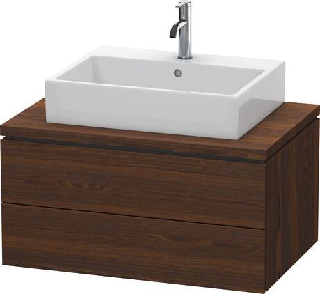 Console vanity unit wall-mounted, LC581706969 Brushed walnut Matt, Real wood veneer