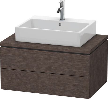 Console vanity unit wall-mounted, LC581707272 Brushed dark oak Matt, Real wood veneer