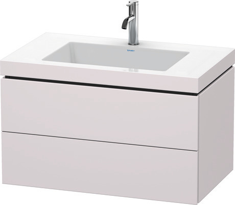 挂壁式 c-bonded 套装, LC6927O8787 淡紫白色 哑光缎面 清漆, 套装产品: c-bonded 脸盆, 陶瓷颜色: 白色 高光, 各清洗区水龙头孔数量: 1, 溢流口: 无