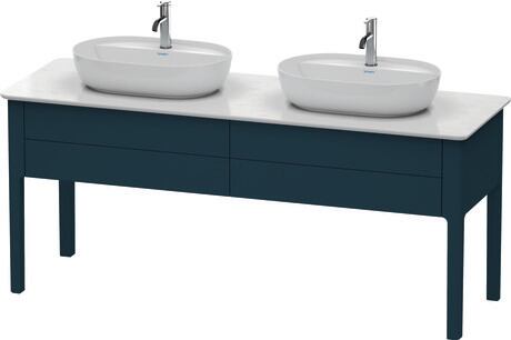 Console vanity unit floorstanding, LU9562B9898 Night blue Satin Matt, Lacquer