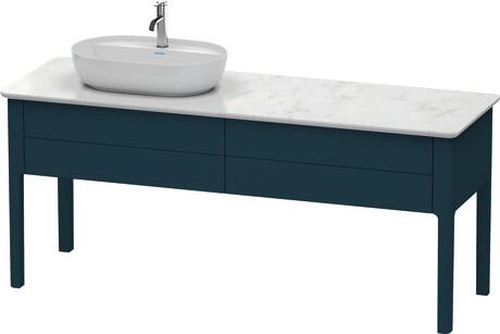 Console vanity unit floorstanding, LU9563L9898 Night blue Satin Matt, Lacquer