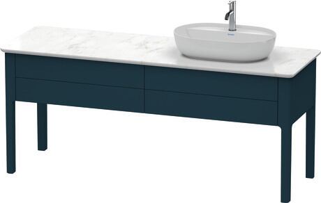 Console vanity unit floorstanding, LU9563R9898 Night blue Satin Matt, Lacquer