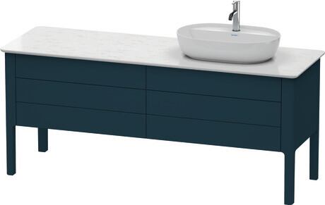 Console vanity unit floorstanding, LU9568R9898 Night blue Satin Matt, Lacquer