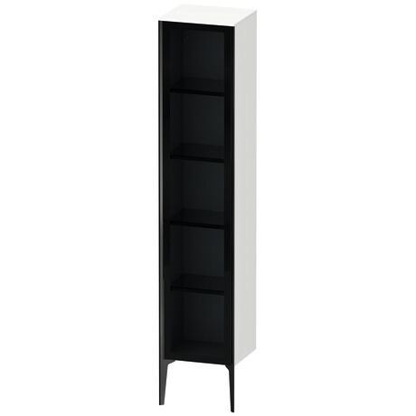 Tall cabinet, XV1375LB218 Hinge position: Left, Front: Parsol grey, Corpus: White Matt, Decor, Profile colour: Black, Profile: Black