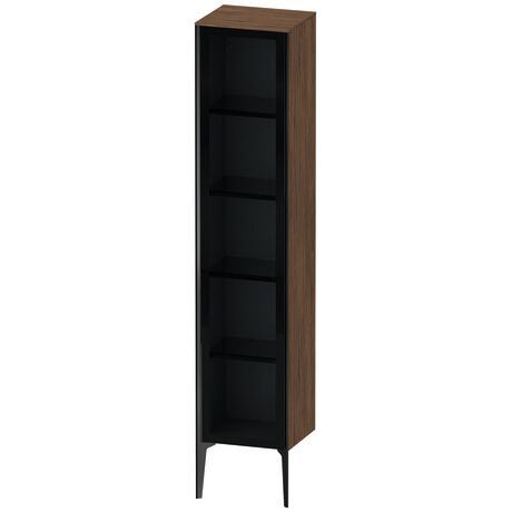 Tall cabinet, XV1375LB221 Hinge position: Left, Front: Parsol grey, Corpus: Walnut dark Matt, Decor, Profile colour: Black, Profile: Black