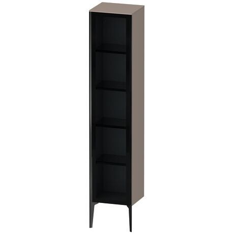 Tall cabinet, XV1375LB243 Hinge position: Left, Front: Parsol grey, Corpus: Basalte Matt, Decor, Profile colour: Black, Profile: Black