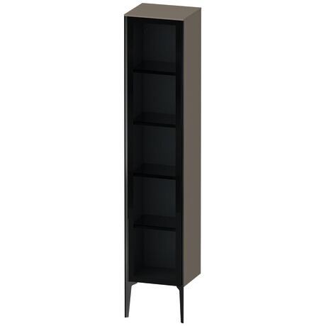 Tall cabinet, XV1375LB290 Hinge position: Left, Front: Parsol grey, Corpus: Flannel Grey Satin Matt, Lacquer, Profile colour: Black, Profile: Black