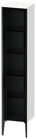 Tall cabinet, XV1375RB218 Hinge position: Right, Front: Parsol grey, Corpus: White Matt, Decor, Profile colour: Black, Profile: Black