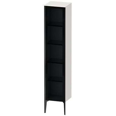 Tall cabinet, XV1375RB222 Hinge position: Right, Front: Parsol grey, Corpus: White High Gloss, Decor, Profile colour: Black, Profile: Black