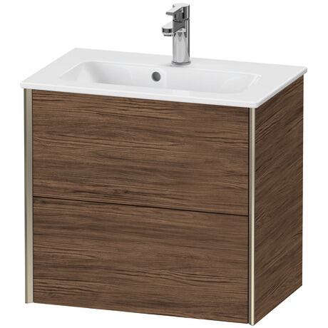 Vanity unit wall-mounted, XV41780B121 Walnut dark Matt, Decor, Profile: Champagne