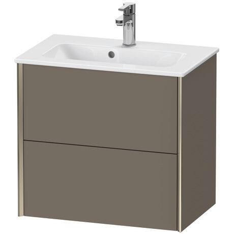 Vanity unit wall-mounted, XV41780B190 Flannel Grey Satin Matt, Lacquer, Profile: Champagne