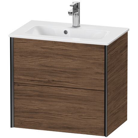 Vanity unit wall-mounted, XV41780B221 Walnut dark Matt, Decor, Profile: Black