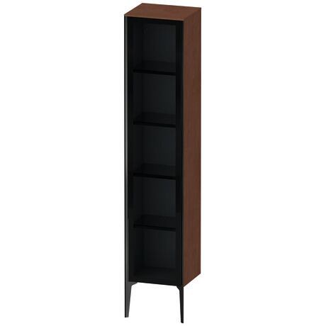 Tall cabinet, XV1375LB213 Hinge position: Left, Front: Parsol grey, Corpus: American walnut Matt, Real wood veneer, Profile colour: Black, Profile: Black