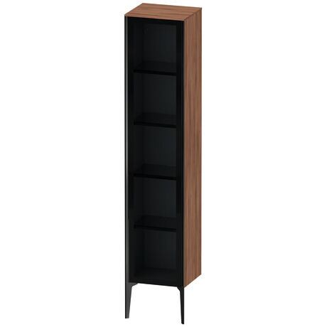 Tall cabinet, XV1375LB279 Hinge position: Left, Front: Parsol grey, Corpus: Walnut Matt, Decor, Profile colour: Black, Profile: Black