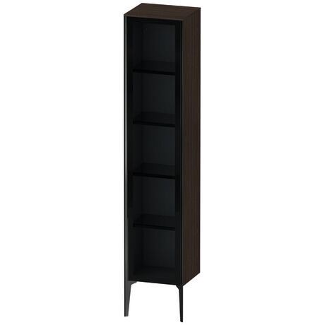 Tall cabinet, XV1375RB269 Hinge position: Right, Front: Parsol grey, Corpus: Brushed walnut Matt, Real wood veneer, Profile colour: Black, Profile: Black