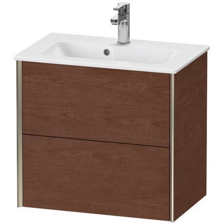 Vanity unit wall-mounted, XV41780B113 American walnut Matt, Real wood veneer, Profile: Champagne