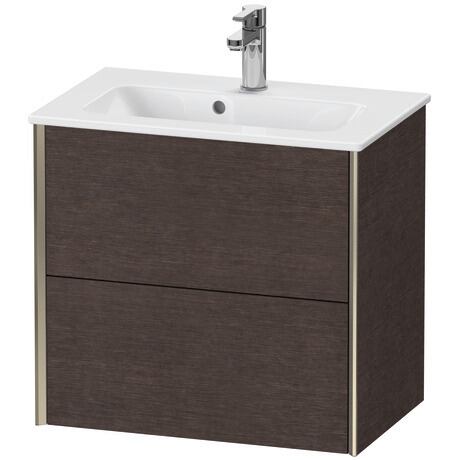 Vanity unit wall-mounted, XV41780B172 Brushed dark oak Matt, Real wood veneer, Profile: Champagne