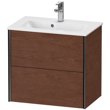 Vanity unit wall-mounted, XV41780B213 American walnut Matt, Real wood veneer, Profile: Black