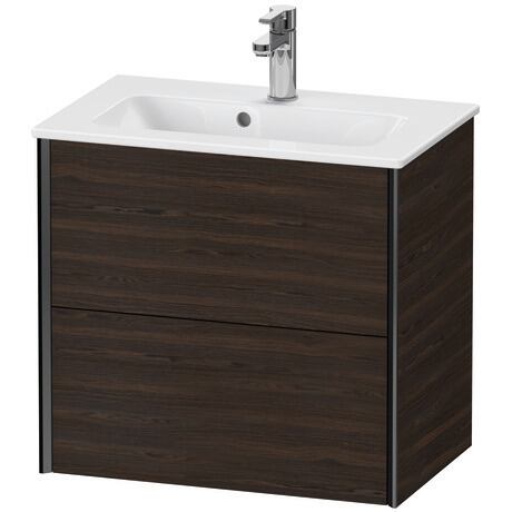 Vanity unit wall-mounted, XV41780B269 Brushed walnut Matt, Real wood veneer, Profile: Black